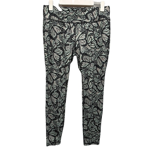 Danskin Pants - Danskin Now Fitted Active Leggings Women's Medium Gray Butterfly Print Workout